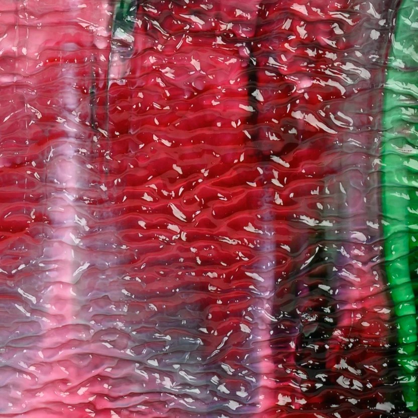 Cranberry Pink/ Emerald Green/ White Ripple Fusible 90 COE photo